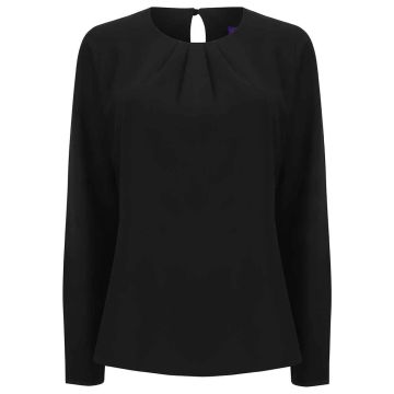 Henbury Ladies Pleat Front Long Sleeve Blouse